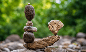 Balanced stones representing the weight we each carry.